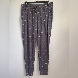 State of Day Striped Navy Pajama Pants with Cheetah Print Sz M. NWT